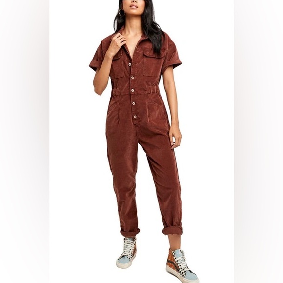 FREE PEOPLE MARCI CORDUROY JUMPSUIT in Gingerbread - Picture 3 of 11